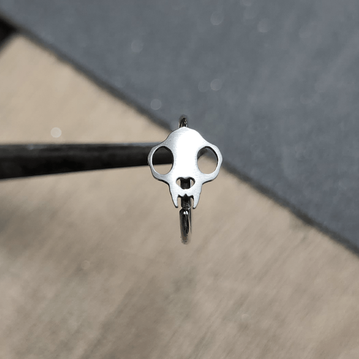 Cat Skull Nose Hoop - Metal Lotus