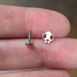 cat skull stud with labret backing