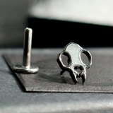 cat skull silhouette nose stud with labret backing