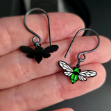 back side of cicada dangle earrings