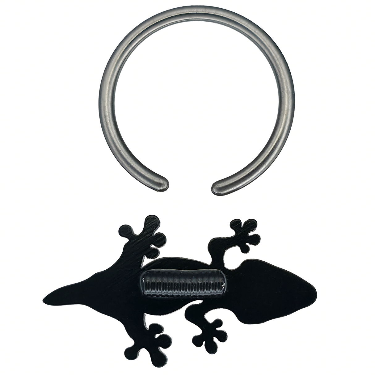 back side of crested gecko skeleton captive bead ring