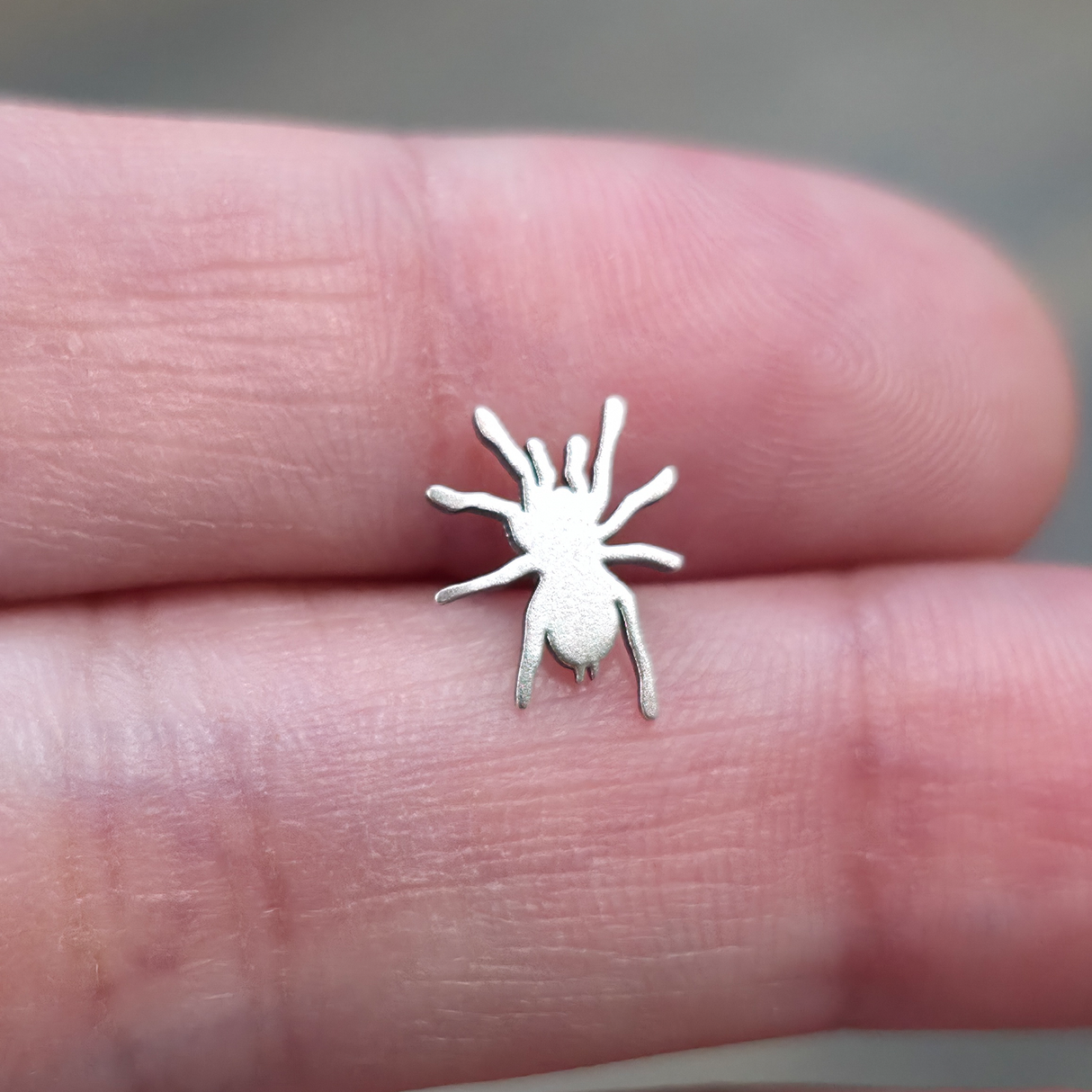 small silver tarantula stud for ear and nose piercings