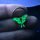 glow in the dark luna moth septum and daith ring