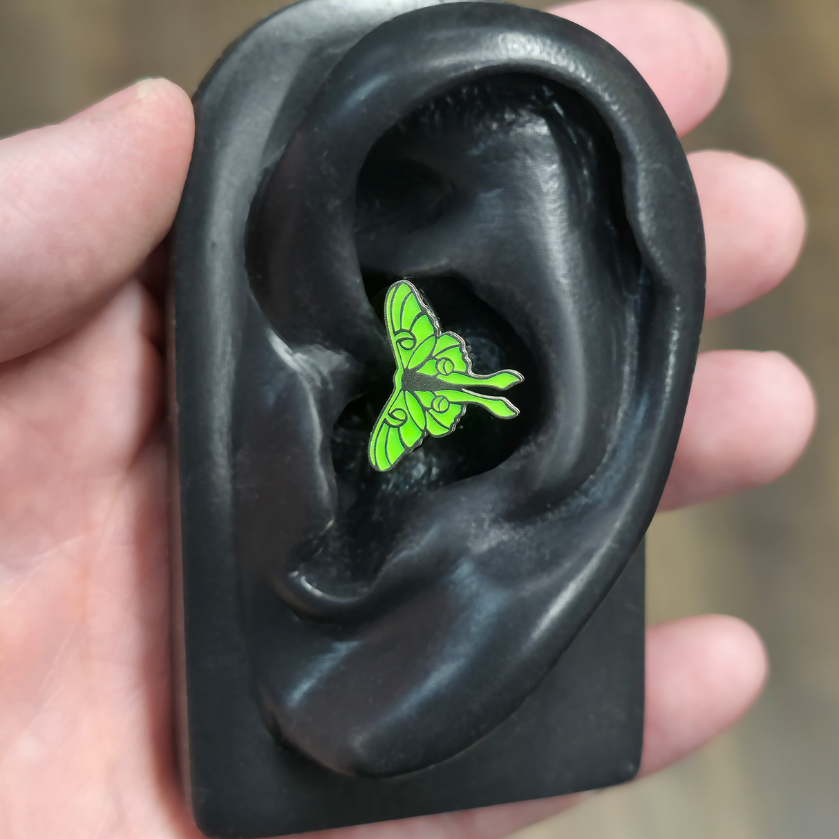 glow in the dark luna moth septum and daith ring