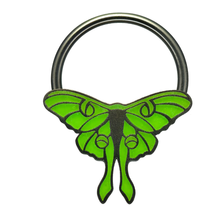 glow in the dark luna moth septum and daith ring