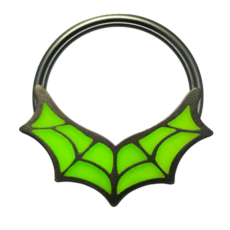 glow in the dark spiderweb captive bead ring