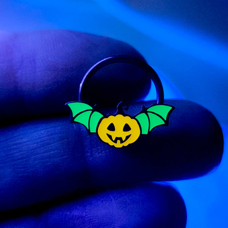 glow in the dark halloween pumpkin bat captive bead ring