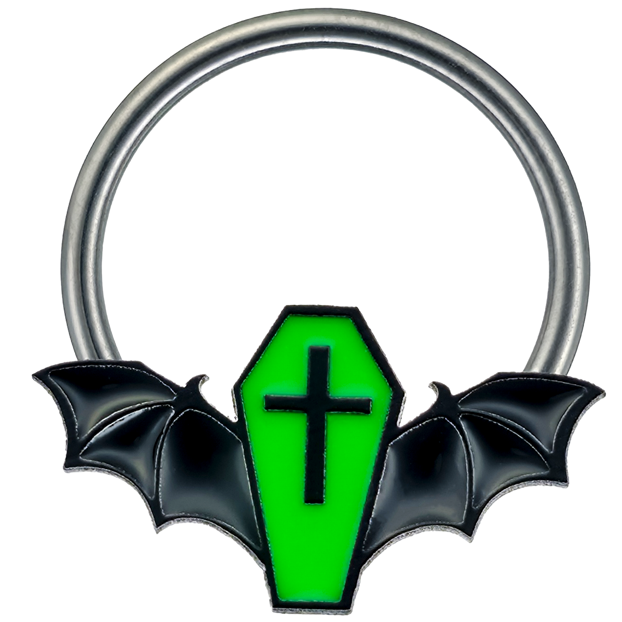 Green & Black Coffin Bat Septum + Daith Ring