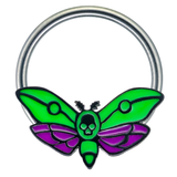 Purple & Green Death's Head Moth Septum + Daith Ring