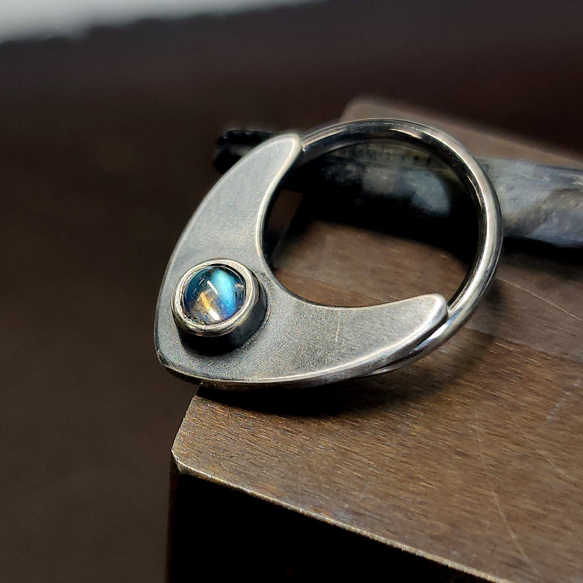 Labradorite Triangle Septum + Daith Ring - Metal Lotus