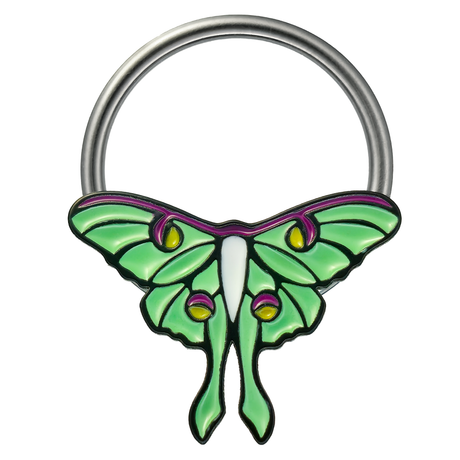 luna moth septum ring and earring