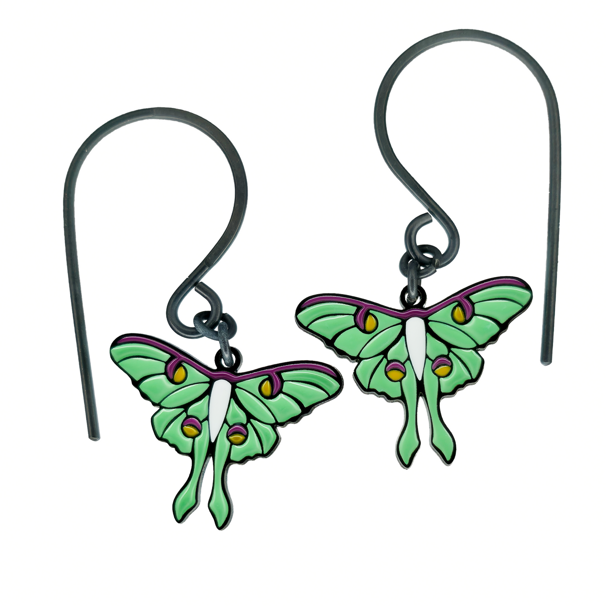 luna moth dangle earrings