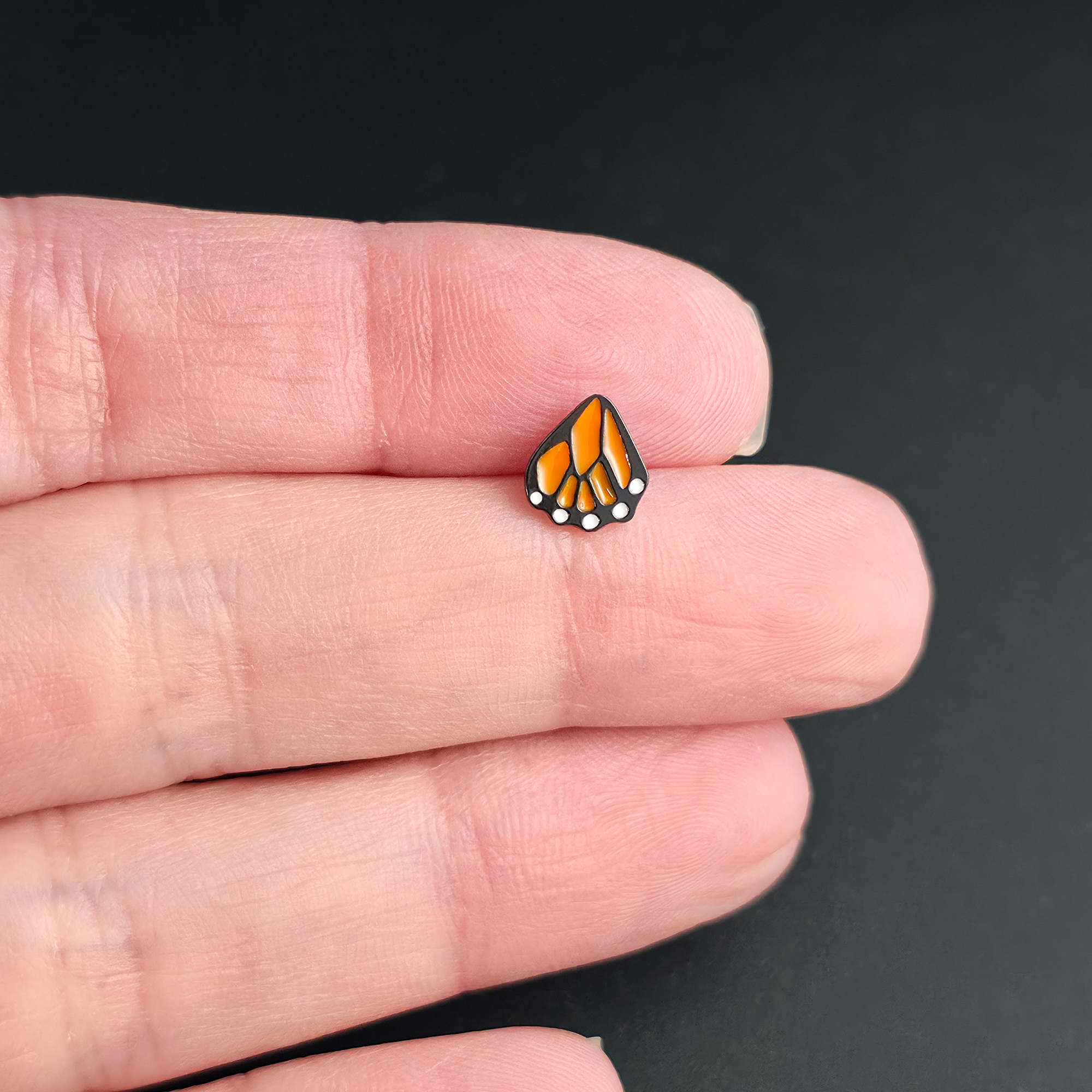 Monarch Butterfly Bottom Wing Nose Stud + Earring