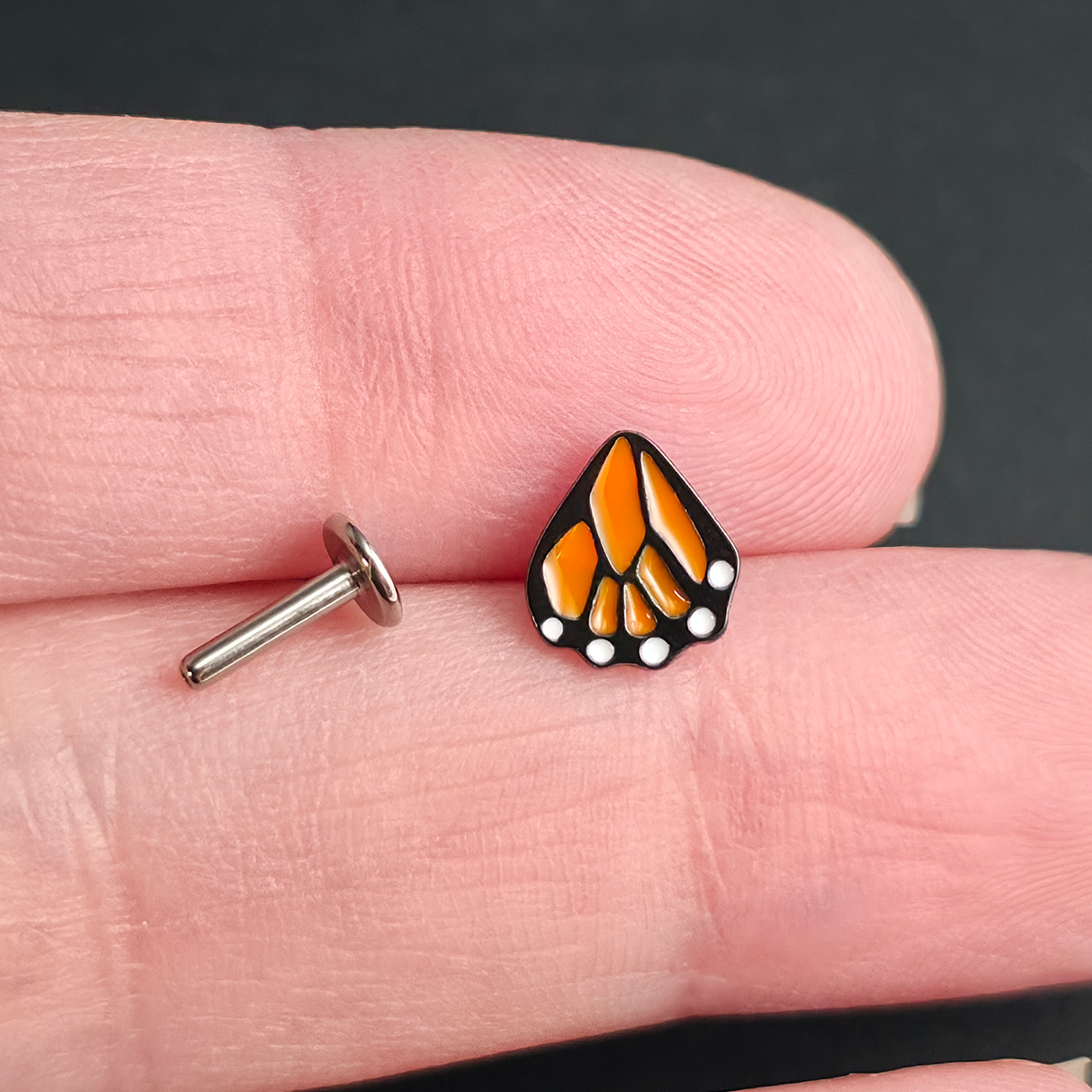 Monarch Butterfly Bottom Wing Nose Stud + Earring