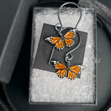 monarch butterfly dangle earrings in jewelry box