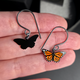 back side of monarch butterfly dangle earring