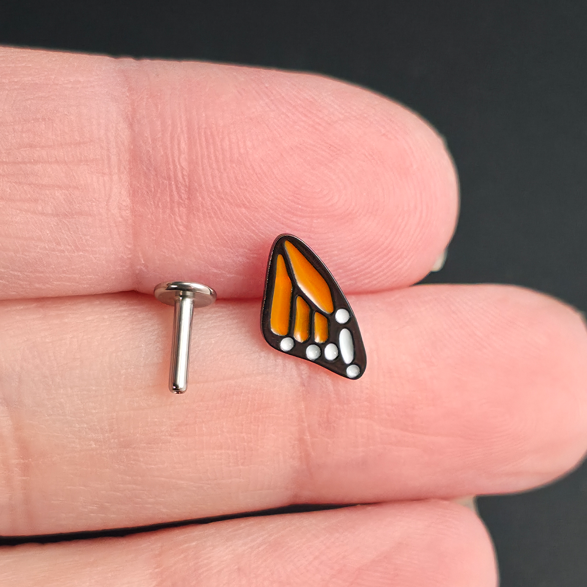 Monarch Butterfly Top Wing Nose Stud + Earring