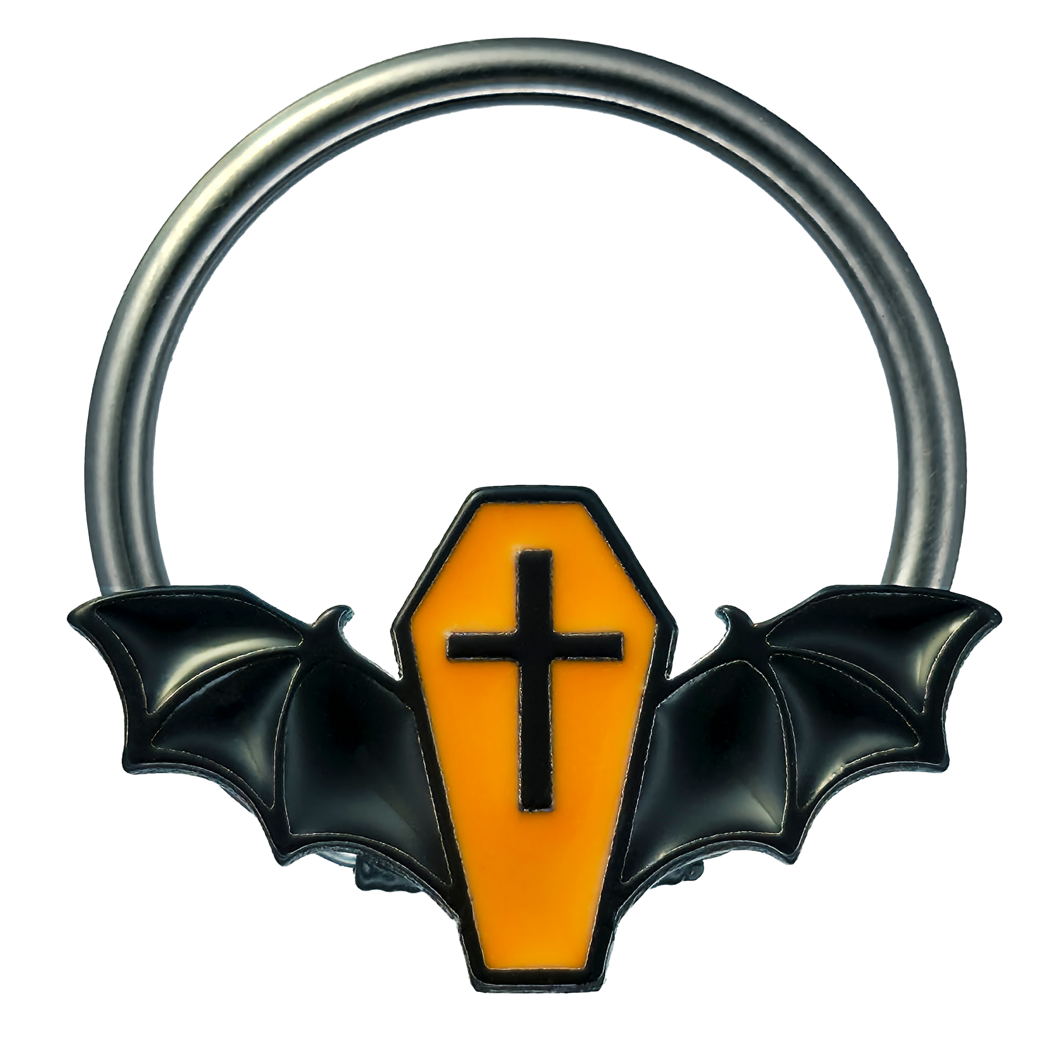 Halloween Orange & Black Coffin Bat Septum + Daith Ring