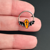 Halloween Orange & Black Coffin Bat Septum + Daith Ring
