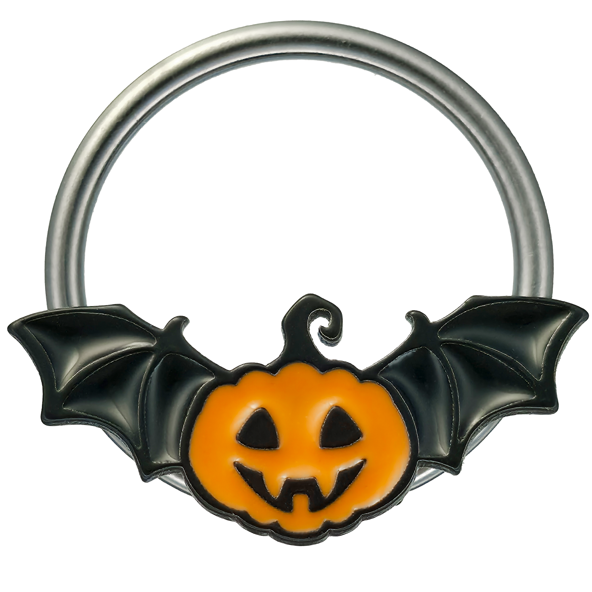 halloween pumpkin bat septum ring