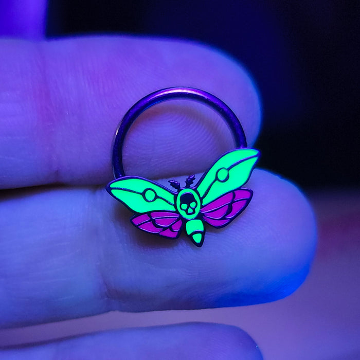 glow in the dark death moth septum ring
