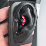 red coffin bat caith earring in ear