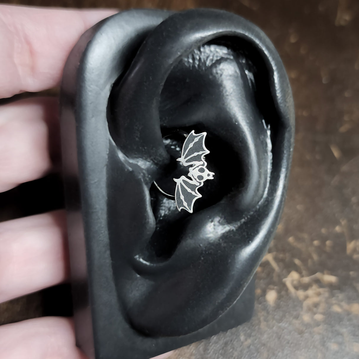 bat skeleton daith earring