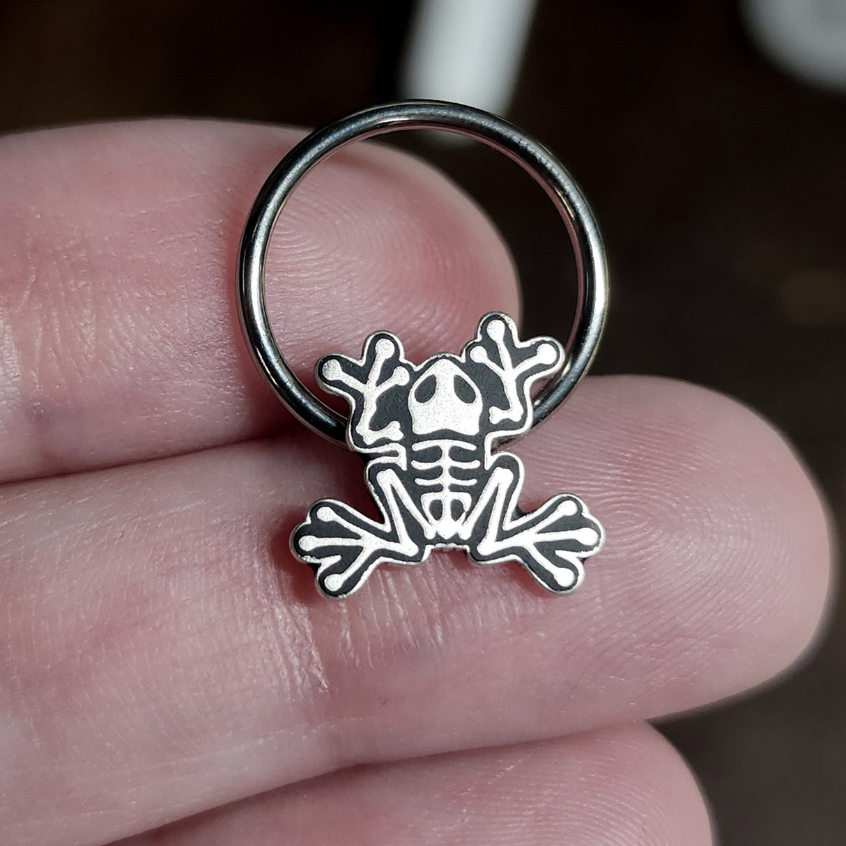 skeleton frog captive bead ring