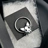 cat skull septum ring in jewelry box