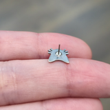 threadless cat skull nose stud and earring
