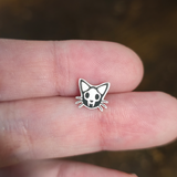 threadless cat skull nose stud and earring