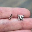 threadless cat skull nose stud and earring