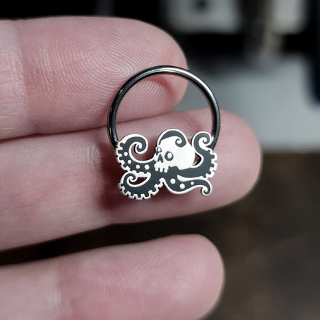 skull octopus captive bead ring