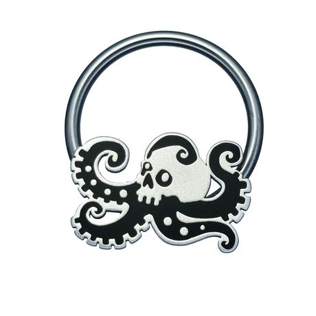skull octopus septum ring
