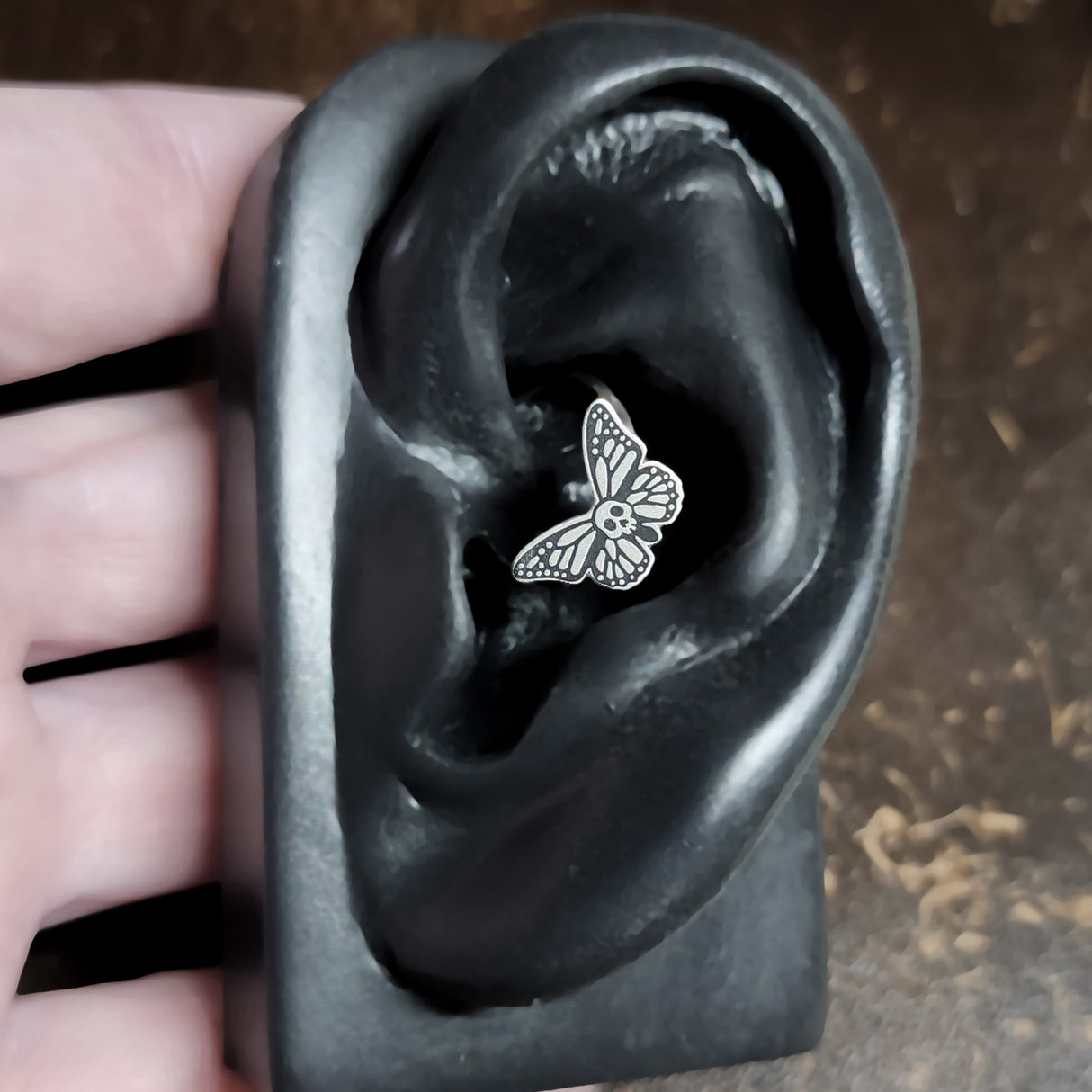 skull butterfly daith earring