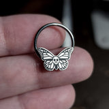 skull butterfly captive bead ring