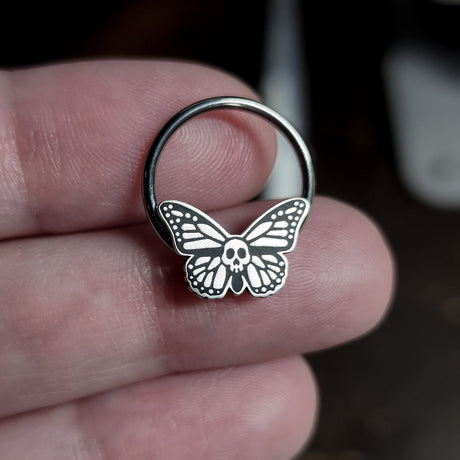 skull butterfly captive bead ring