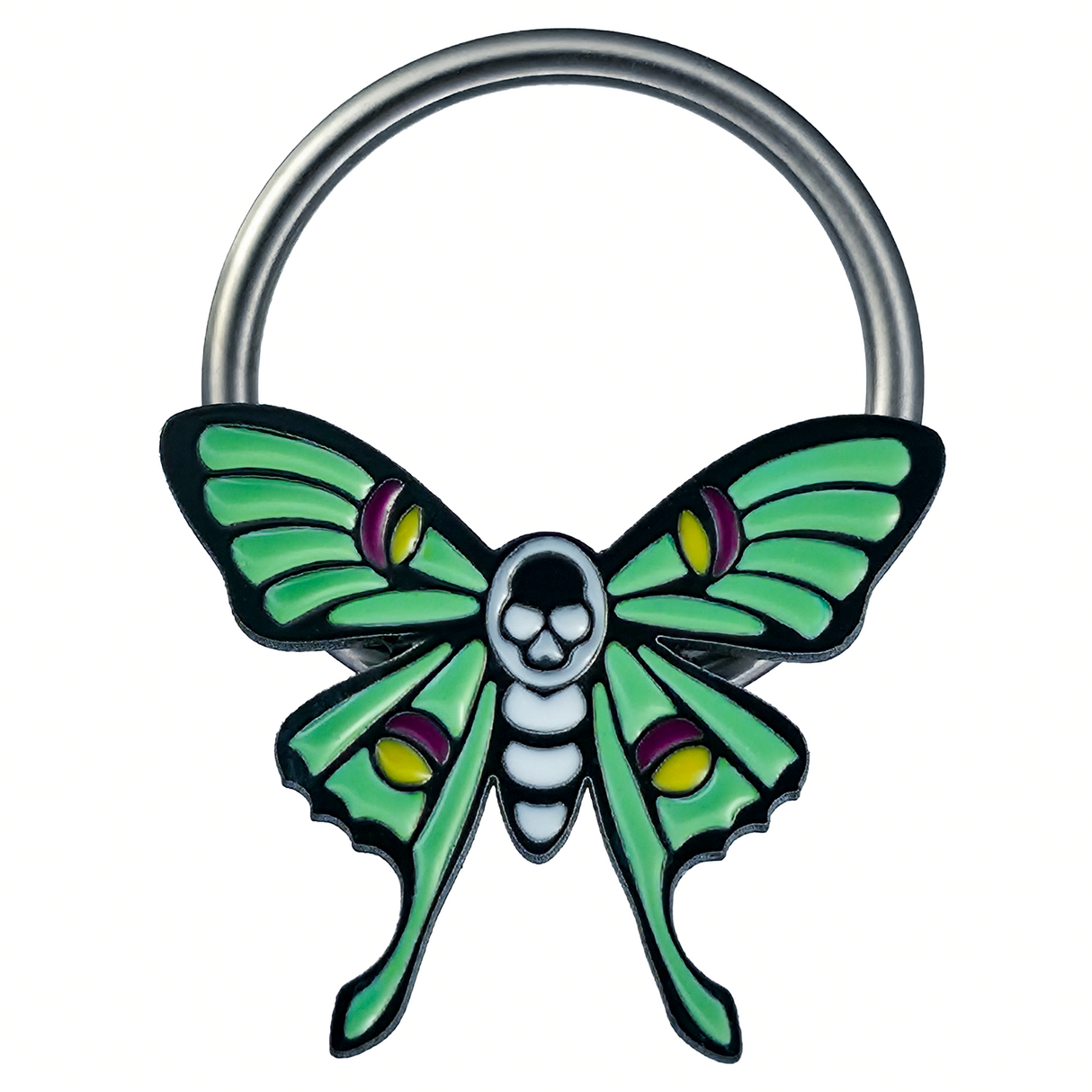 skull luna moth captive bead ring