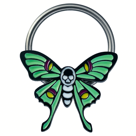 skull luna moth captive bead ring