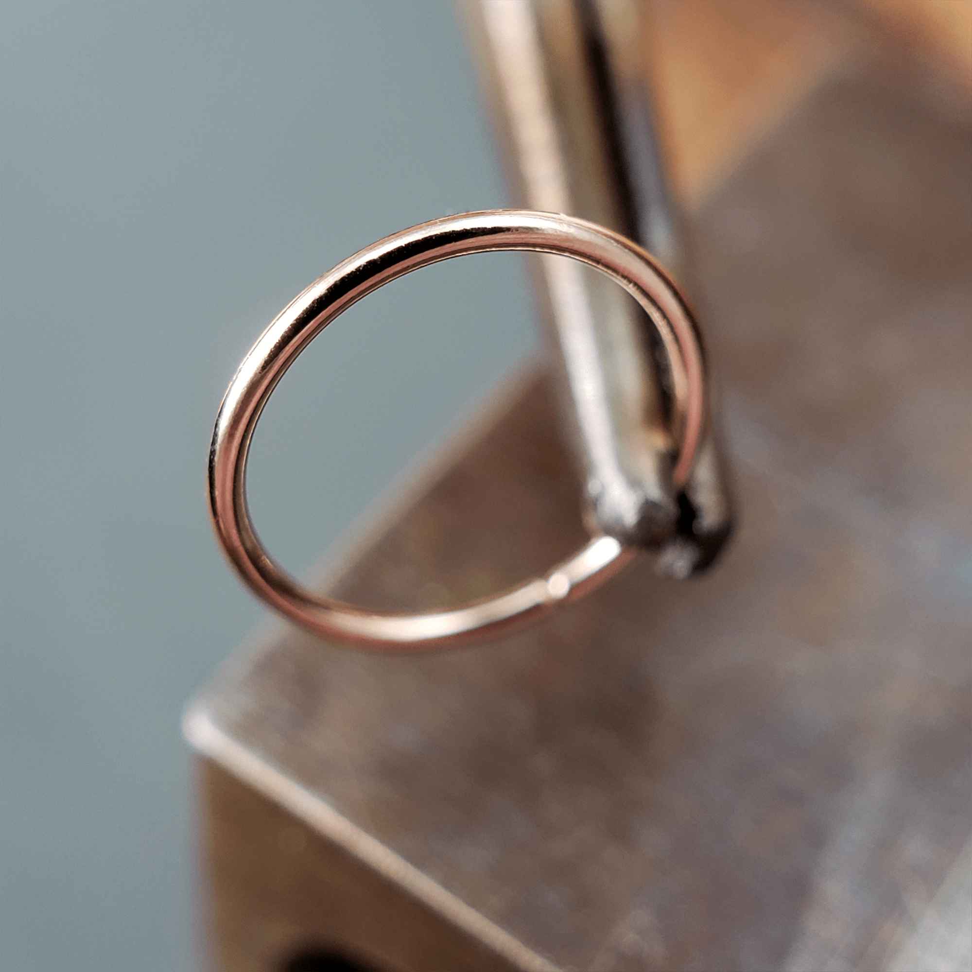 Solid 14k Rose Gold Hoop - Metal Lotus