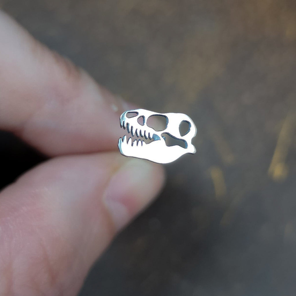 T rex Skull Nose Stud Earring