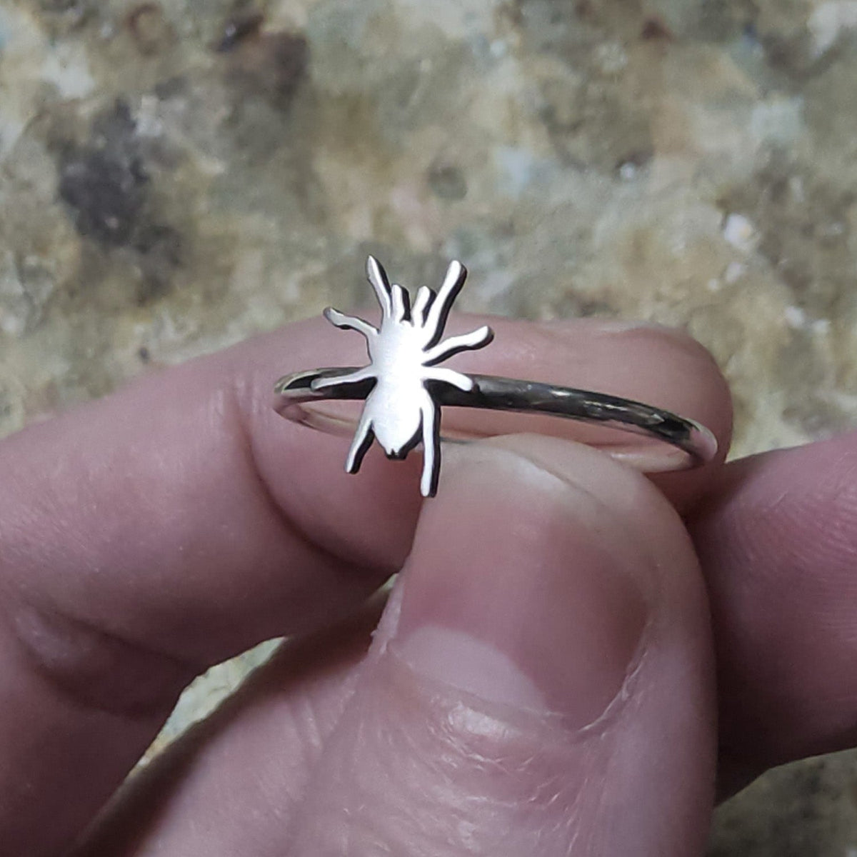 Tiny Tarantula Stacking Ring - Metal Lotus