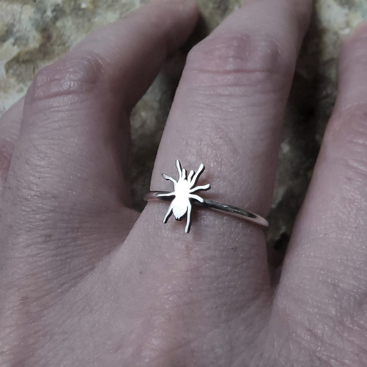 Tiny Tarantula Stacking Ring - Metal Lotus