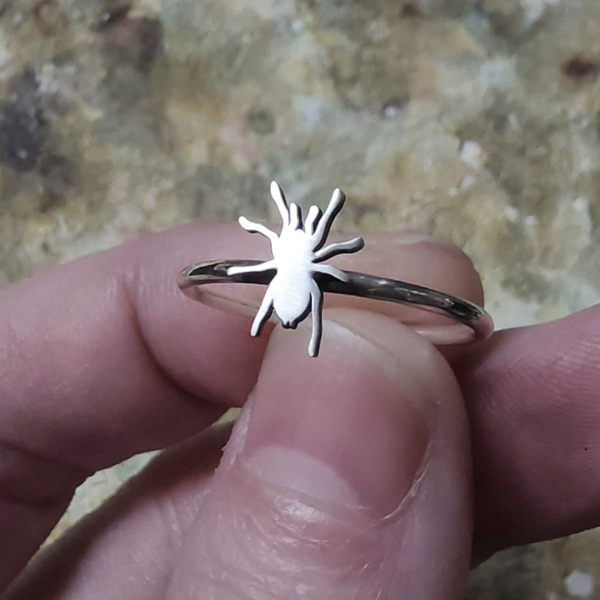 Tiny Tarantula Stacking Ring - Metal Lotus