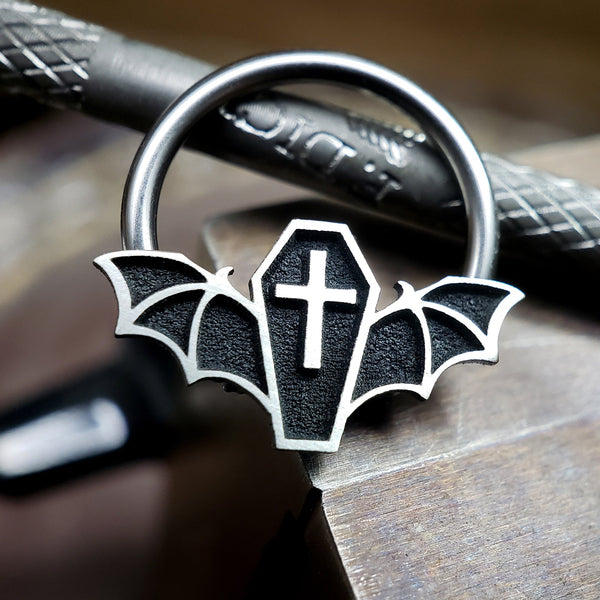 16G Coffin Bat Captive Bead Ring - Metal Lotus