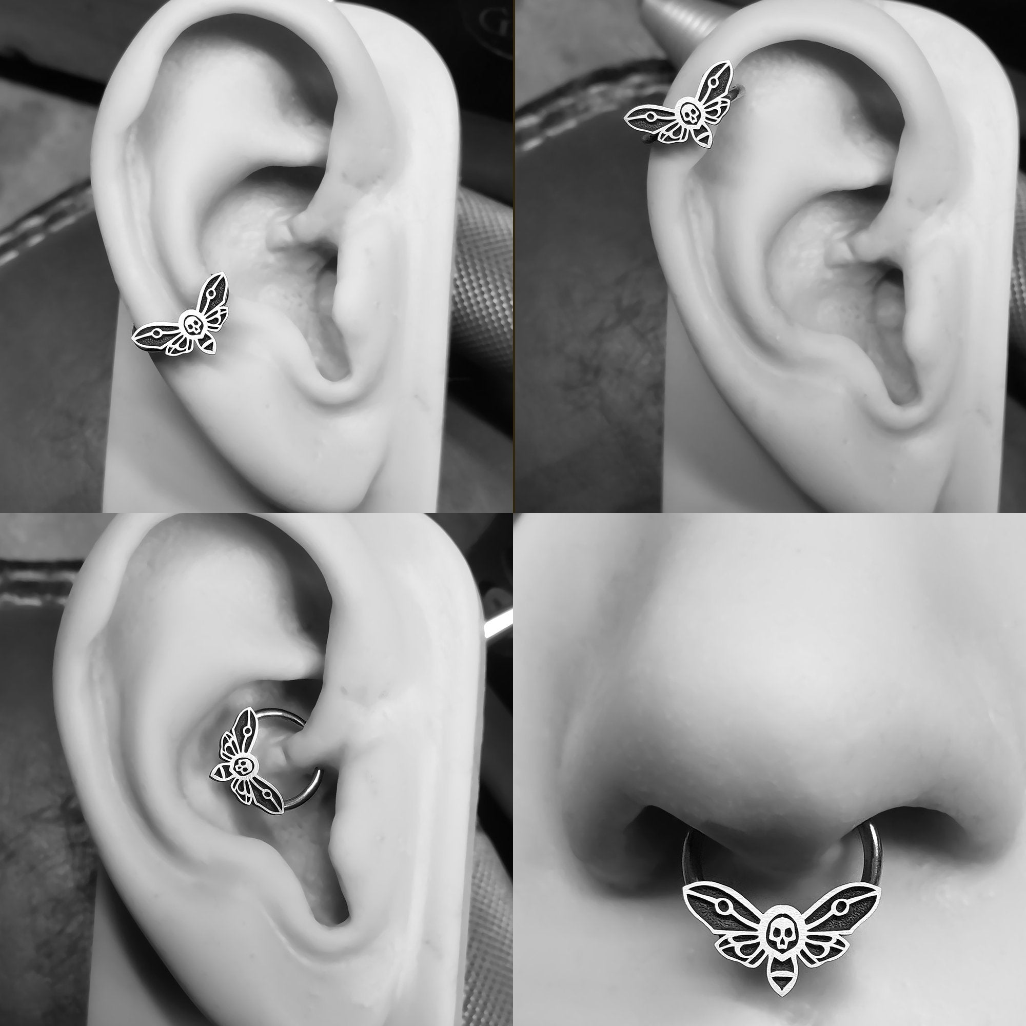 16G Death Moth Captive Bead Ring (NEW 2021 Redesign) - Metal Lotus