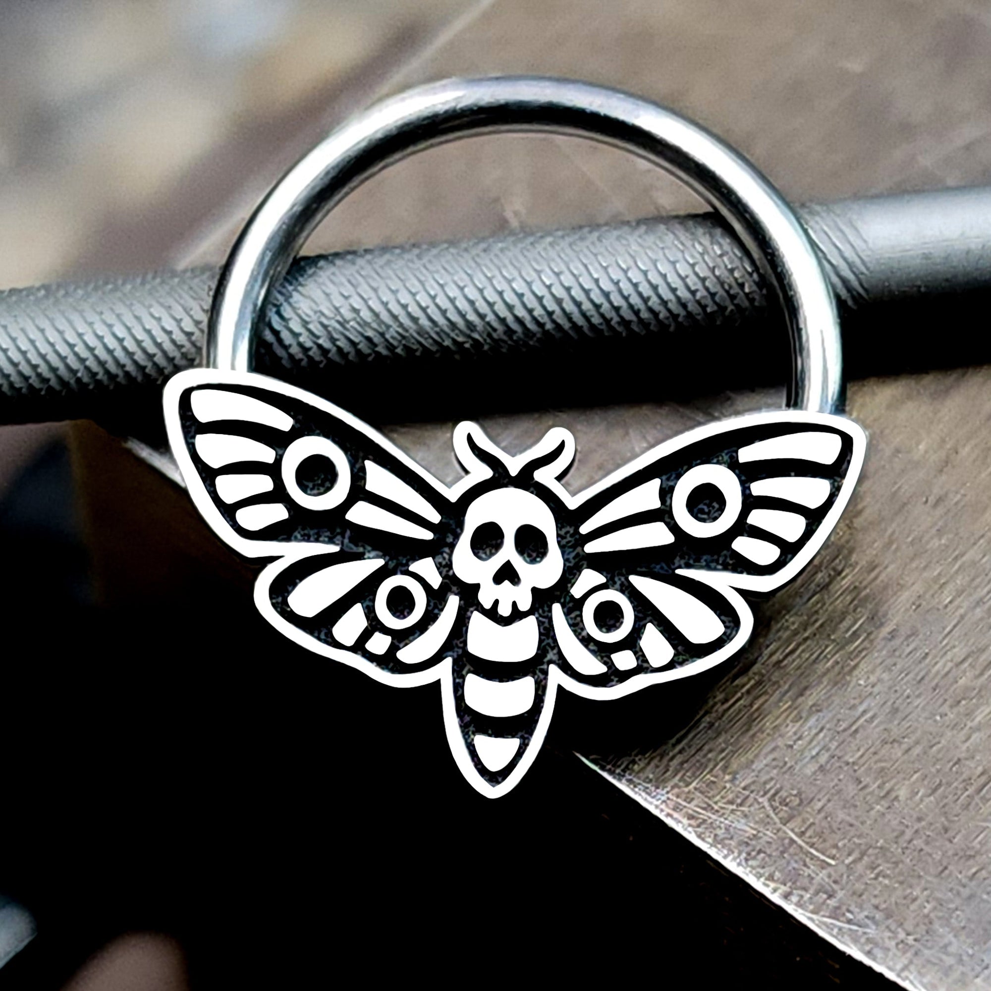16G Death's Head Moth Captive Bead Ring - Metal Lotus