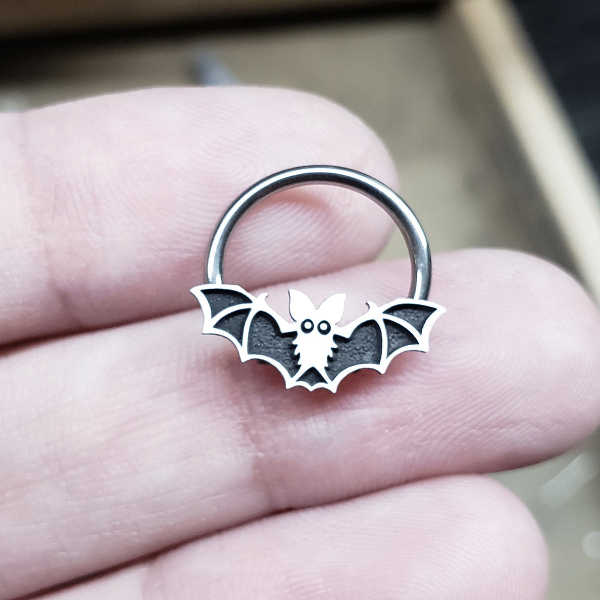 16G Halloween Bat Captive Bead Ring - Metal Lotus