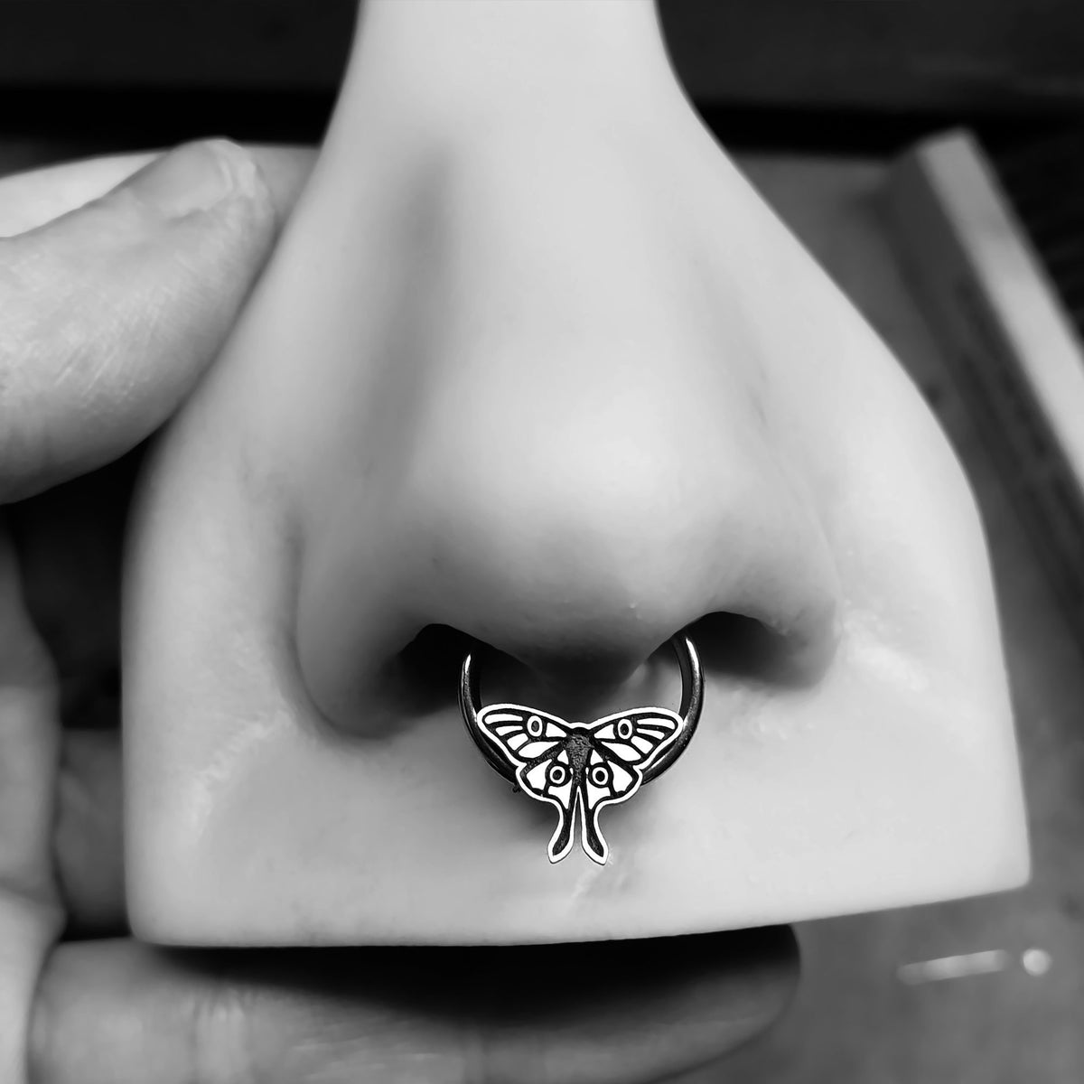 16G Luna Moth Captive Bead Ring - Metal Lotus