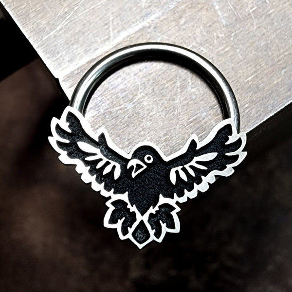 16G Raven Captive Bead Ring - Metal Lotus